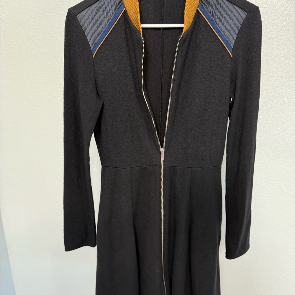 Maje Black Jacket with Gold and Blue Accents